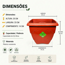 VASO QUADRADO M INPLAST TERRACOTA 5,5 LITROS